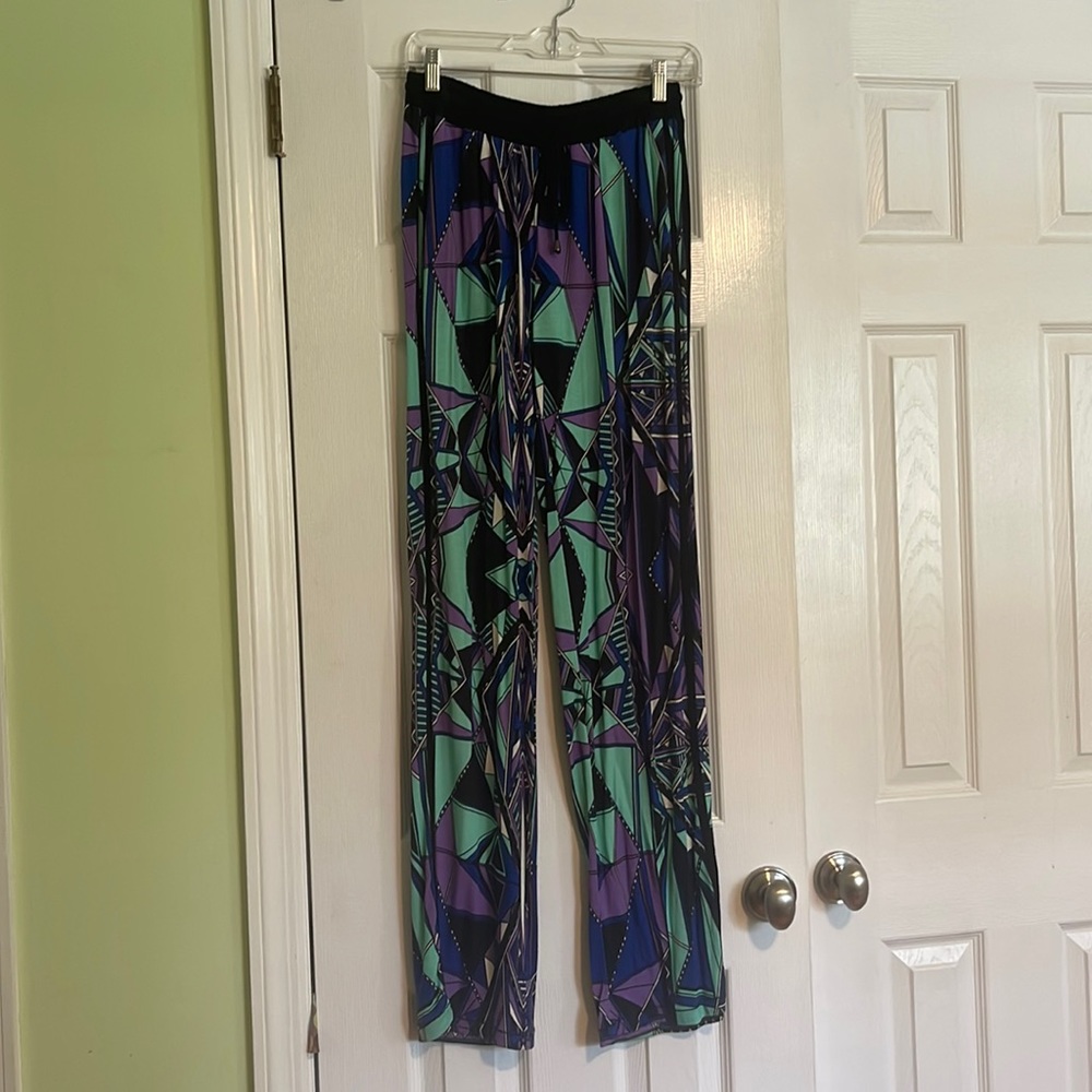Custo Barcelona Uki Geometric Print Pants, Viscose, Custo Size 3, (Medium/size 8